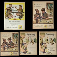 Boy Scout BSA Pepsi Cola lotto 5 annunci campeggio grande stampa 1958 e 1960 originali vintage