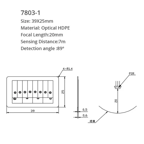 Lente Fresnel de inducción infrarroja cuerpo humano distancia de detección lejana 50 piezas PIR HDPE - Imagen 10 de 47