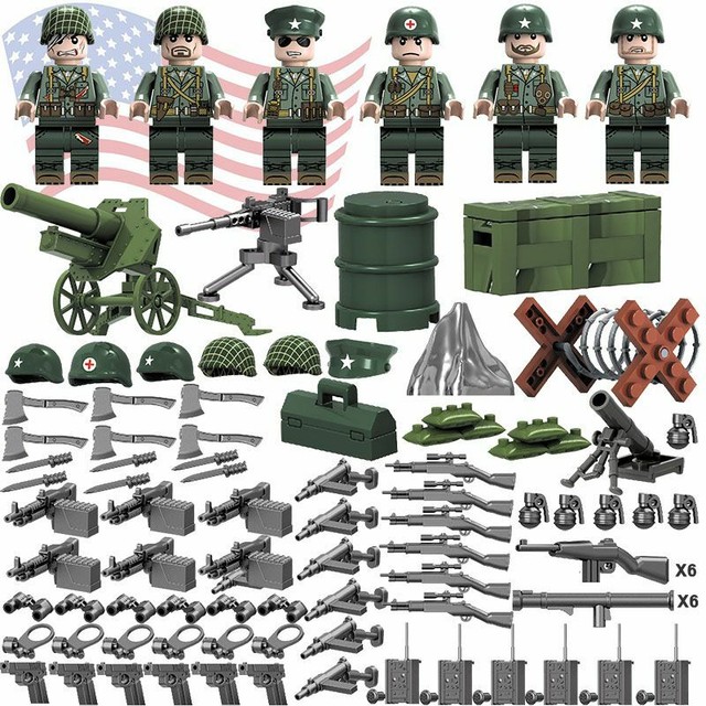 Military SWAT World War 2 Cavalry Motorcycle Army Soldier Building Blocks Toys