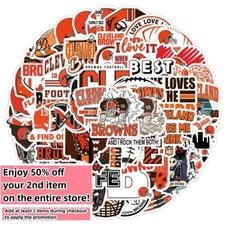 50pcs Waterproof Vinyl Stickers Cleveland Browns NFL Football Phone Luggage Car