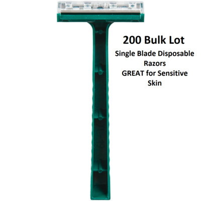 200 Ct. Single Disposable RAZORS ~ Green, Fixed head, Bulk  BRAND NEW BEST PRICE