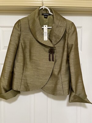 NWT Ellen Tracy Vine Metalic Blazer Jacket Size 12 MSRP $598