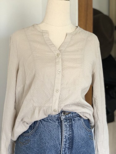 Kathmandu Button Down Blouse Top In Natural Organic Cotton Relaxed Fit Size 8 - Picture 4 of 12