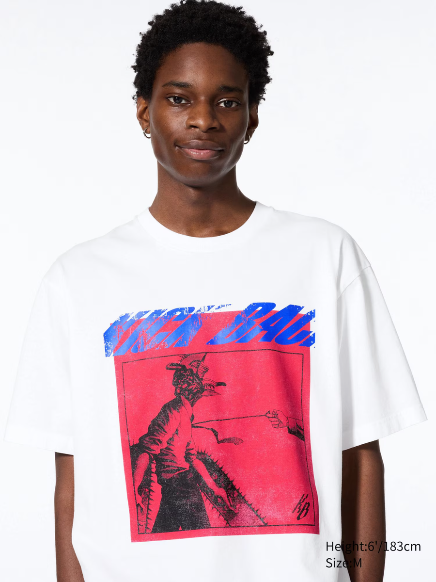 NWT Uniqlo Kenshi Yonezu Chainsaw Man KICK BACK T-shirt White US