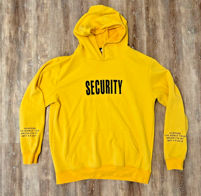 Justin Bieber Purpose Tour concert hoodie Security V Files XL Yellow  Sweatshirt | eBay