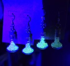 2 PAIR URANIUM GLASS EARRINGS 