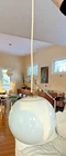 Mid century modern white milk glass round globe pendant fixture 10"