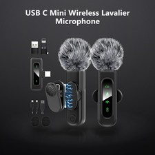 USB C Mini Wireless Lavalier Microphone for iPhone/Android,Lapel Mic with Mag...