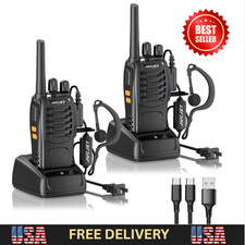 Long Range Walkie Talkie 2 Set 50 Mile Two Way Radio Charge Headset Waterproof