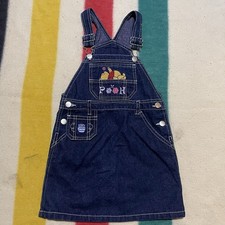 Vintage Kids Toddler Disney Winnie The Pooh Denim Dress Toddler Sz 4 Glitter