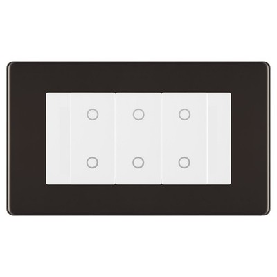 BG Nexus schraubenloser Schwarz Nickel Triple Master Touch Dimmschalter weiße Einsätze