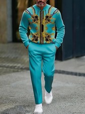 Men's Outfit 2 Piece Set Shirt Pants Suit PLUS SIZE BIG 4XL