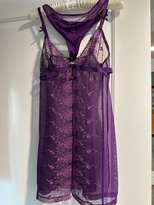 La Perla Studio Purple Floral Lace Full Slip, Size 3, Adjustable Straps