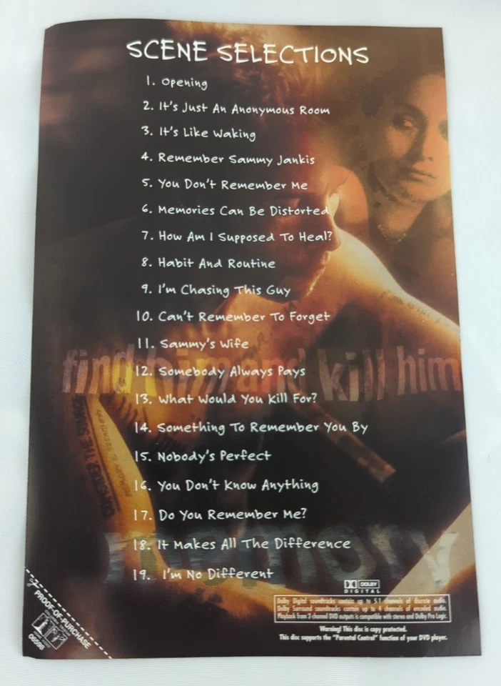 Memento - DVD Christopher Nolan Movie with  Guy Pearce 2001 - Image 4 of 4