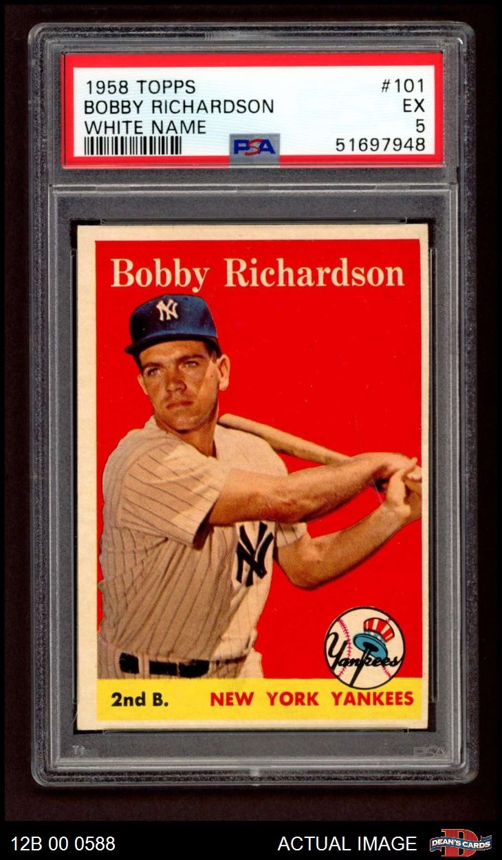 1958 Topps #101 Bobby Richardson White Name Yankees COMMON VARIATION PSA 5 - EX