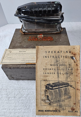 Vintage Dremel Model 2000 Electric Sander Polisher Metal Case Manual Working