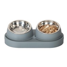 Cat Feeder Stainless Steel Bowl Pet Food Water Dish Easy Clean Feeding