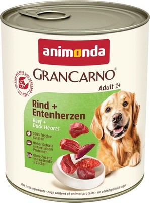 Animonda Grancarno Hunde Nassfutter Mit Rind + Entenherzen (6 X 800 G), Getreide