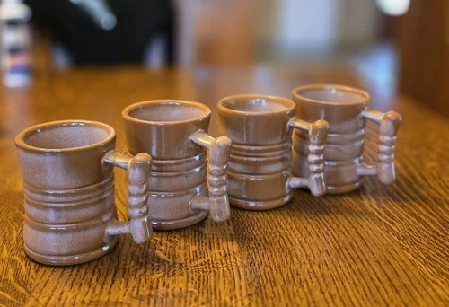 4 Frankoma Cups Cappuccino Mugs  Style C3, 4" Tall Vintage  PLAINSMAN brown