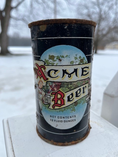 FLAT TOP ACME BEER CAN SAN FRANCISCO CALIF.  IRTP COLORFUL STEINGIRL