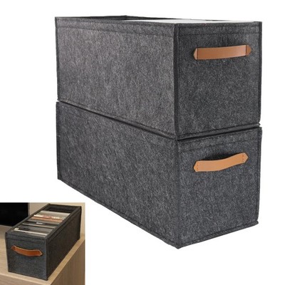 Pack of 2 CD Storage Boxes 15x6x6 Inch Felt CD Holder Storage