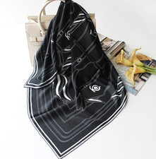 100 Twill Silk Square stripe Print Scarf Bandanna Women Neckerchief Wrap 88X88cm