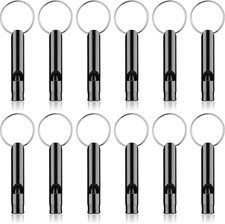 12 Pieces Emergency Whistle with Keychain Aluminum Emergency Survival Whistles L
