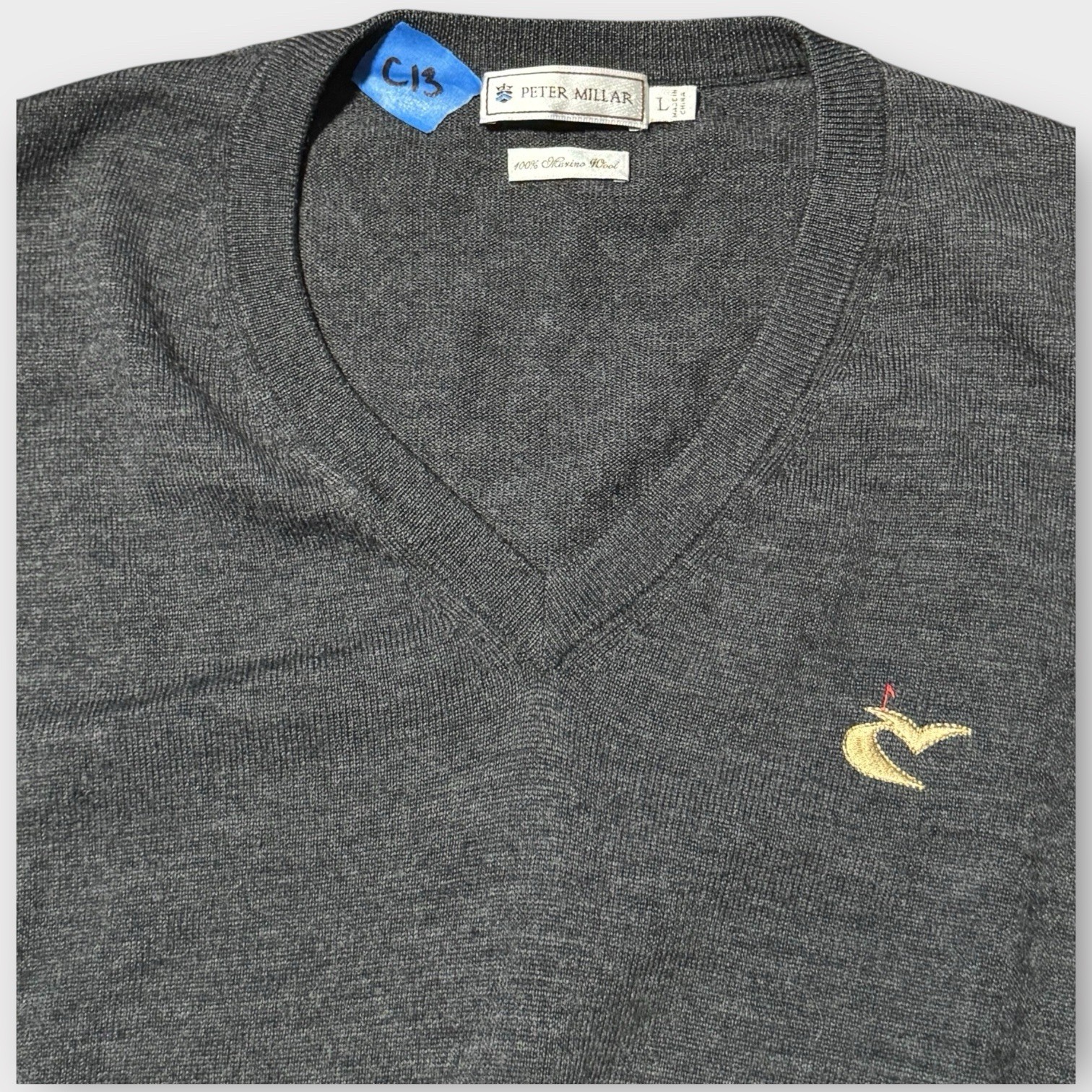 2x Peter Millar 100% Pure Merino Wool Mens L V-Neck Pullover Sweater Golfwear image 3