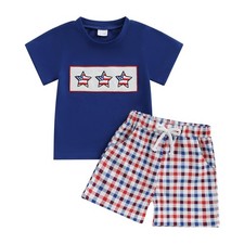 4th Of July Baby Boy Outfit Toddler American Flag Tee Shirt Shorts Set Fourth...