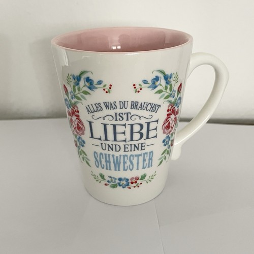 Schwester Tasse Geschenk Geburtstag Geschenkidee Mug Kaffeetasse Rosa Blumen