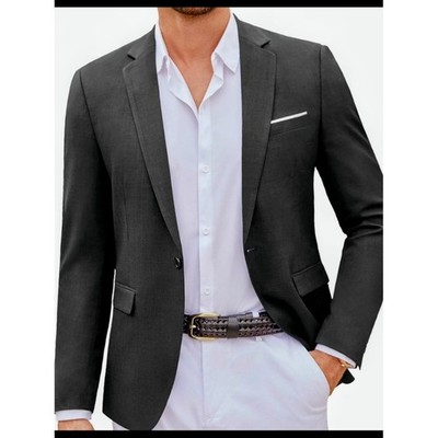 Men's Charcoal Single-Button Blazer - Classic Tailored Fit