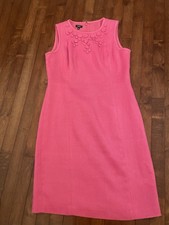 Talbots Women's Fuschia Linen Blend Sleeveless Sheath Dress - Size 8
