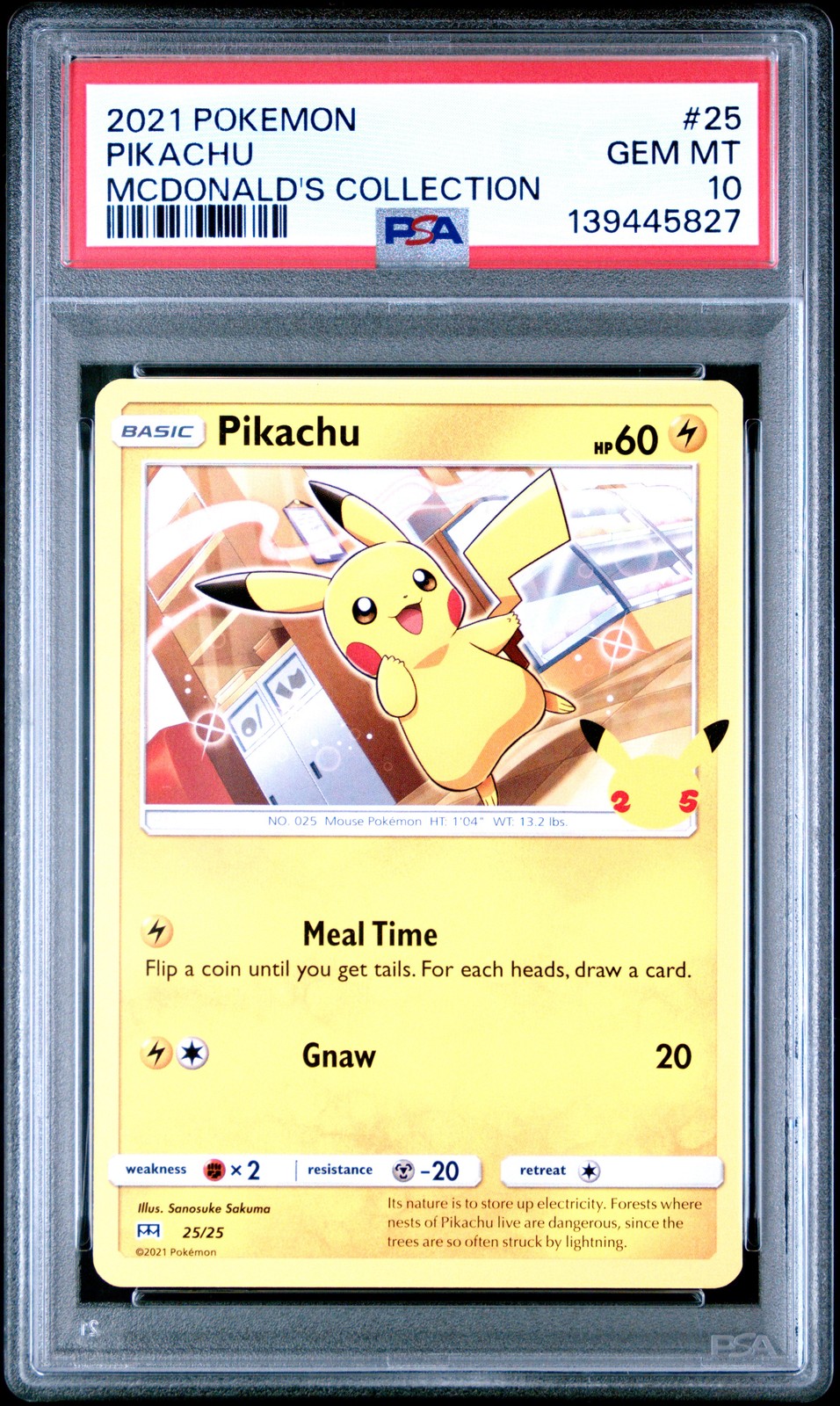 2021 POKEMON MCDONALD'S COLLECTION #25 PIKACHU PSA 10