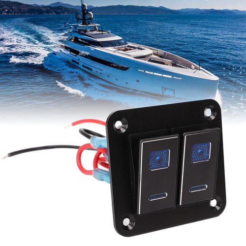 Auto Parts 2 Gang Rocker Switch Panel Waterproof ON OFF Blue Backlit Aluminum - Photo 6 sur 12