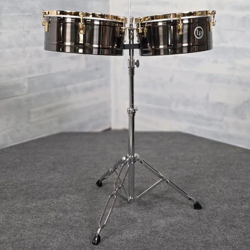 Used LP Latin Percussion Matador 14/15 Brush Nickel Timbales w/Stand - Very Good