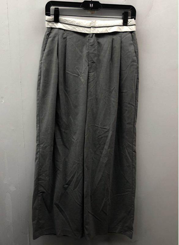 Stradivarius Women's Gray High Waisted Pleated Wide Leg Trousers Size 4