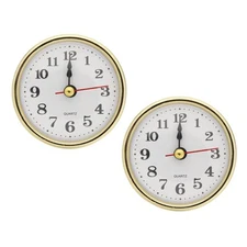 2Pcs Quartz Arabic Clock Insert 2-1/2" 65mm Fit 55mm/2.17" Gold Tone