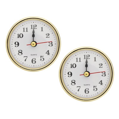 2Pcs Quartz Arabic Clock Insert 2-1/2'' 65mm Fit 55mm/2.17'' Gold Tone