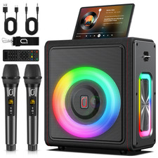 JYX Portable Karaoke Machine 2 Wireless Microphones Bluetooth Speaker LED Party