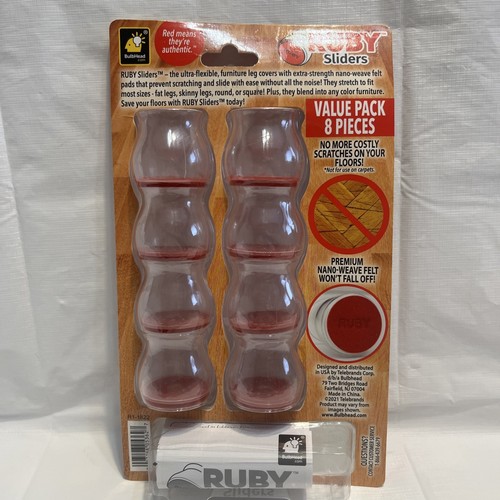Ruby Red Flexible Chair Sliders 8 Pack Universal Fit Premium Felt NIP - Picture 3 of 5