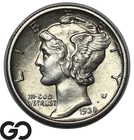 1938-D Mercury Dime Choice BU+