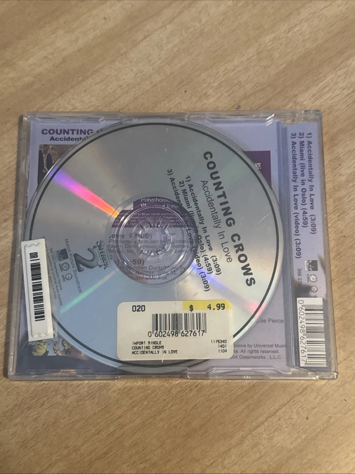Sealed New COUNTING CROWS ACCIDENTLY IN LOVE RARE 3 TRACK IMPORT CD SINGLE - Image 2 of 2