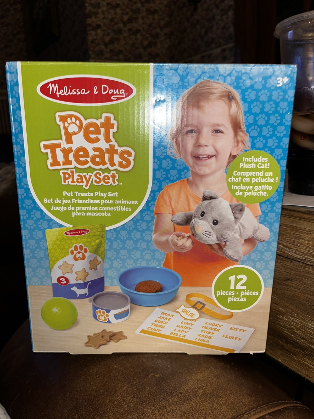 Melissa & Doug Pet Treats Play Set 12 Pcs Kids Toy With Plush Cat & Accessories