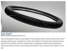 Comfort Grips Gem Grip X-LARGE BLACK Rhinestone Slip On Steering Wheel Cover 334