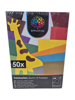Tonpapier Bunt A4 Papier Fotokarton 50 Blatt 300G/M² 12 Farben Officetree