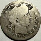 United States Barber Silver 25 Cents 1914-D - Hole Filler - FREE USA Shipping!