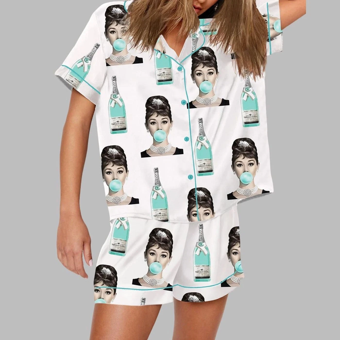 Audrey Hepburn Tiffany’s Champagne Pajamas Set For Women