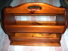 Vintage Solid Wood Mid Century Magazine Record Rack Book Stand - Amish made