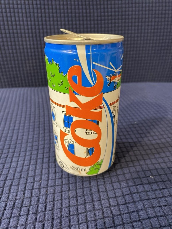 1980's Coca Cola Blue Everyday Life Promotional Soda Can Quebec Canada Vintage