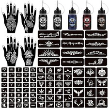 Moricher Temporary Tattoo Kits Henna kit 5 Inks 96 Stencils for Women Men Kids